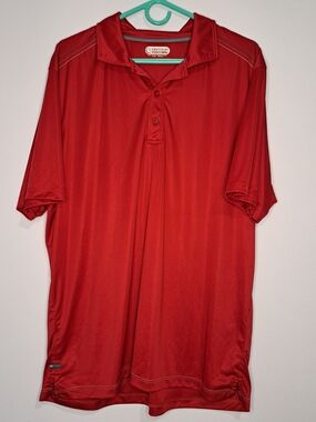 On Tour Golf Shirt XL Red Polo 100% Polyester Short Sleeve Pre-Owned